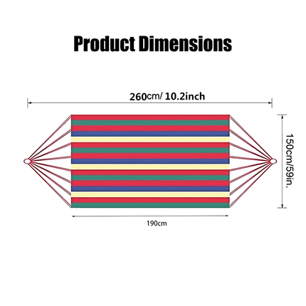 Double Outdoor Hammock 260x150cm with Straps for Camping Hanging Tree Bed - Red.