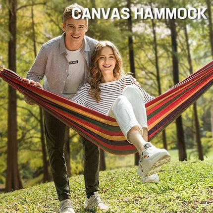 Double Outdoor Hammock 260x150cm with Straps for Camping Hanging Tree Bed - Red.