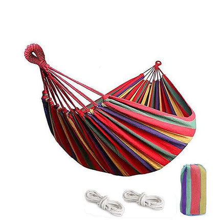 Double Outdoor Hammock 260x150cm with Straps for Camping Hanging Tree Bed - Red.