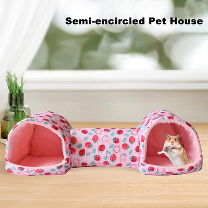 Small Pet Hamster Nest House Cotton Tunnel Comfortable Bedding for Hamsters - Pink.