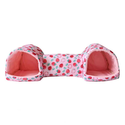 Small Pet Hamster Nest House Cotton Tunnel Comfortable Bedding for Hamsters - Pink.