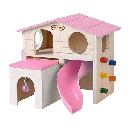 Wooden Luxury Hamster Villa Escape House Fun Nest Pet Home for Small Animals - Blue.