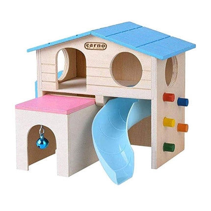 Wooden Luxury Hamster Villa Escape House Fun Nest Pet Home for Small Animals - Pink.