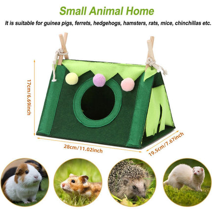 Hamster Tent Small Pet Hideout Pig Possum House Cool Triangle Nest Shelter - Blue.