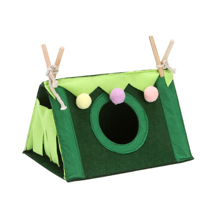 Hamster Tent Small Pet Hideout Pig Possum House Cool Triangle Nest Shelter - Green.