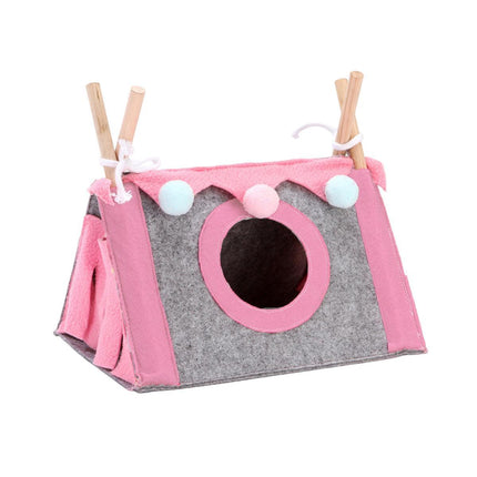 Hamster Tent Small Pet Hideout Pig Possum House Cool Triangle Nest Shelter - Green.
