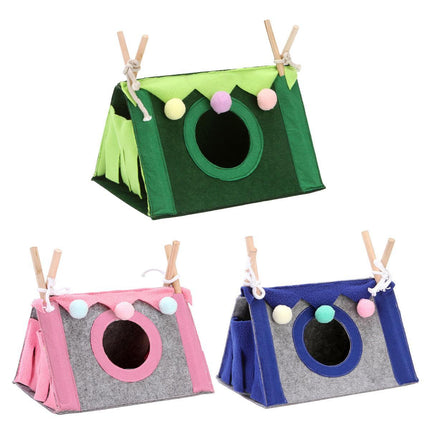 Hamster Tent Small Pet Hideout Pig Possum House Cool Triangle Nest Shelter - Pink.