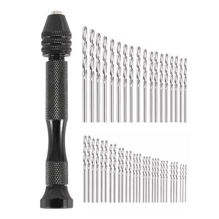 49pcs Mini Hand Drill Vise Hand Bits Twist Woodworking Set Precision Pin Tool.