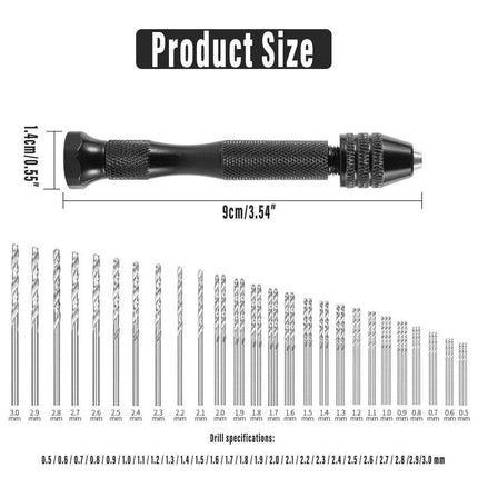 49pcs Mini Hand Drill Vise Hand Bits Twist Woodworking Set Precision Pin Tool.
