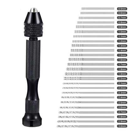 49pcs Mini Hand Drill Vise Hand Bits Twist Woodworking Set Precision Pin Tool.