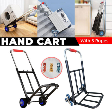 Folding Hand Trolley Heavy Duty Solid Wheel or Stair Climber Tri Wheel for Moving - Flat Ground.