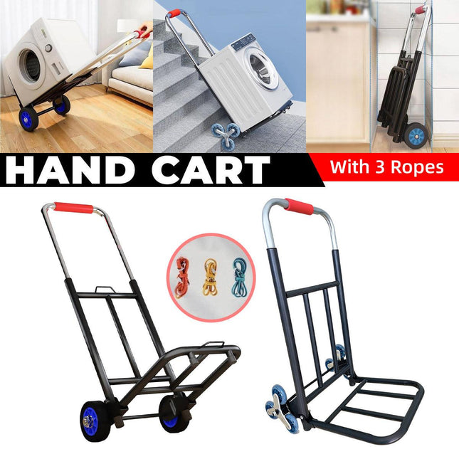 Folding Hand Trolley Heavy Duty Solid Wheel or Stair Climber Tri Wheel for Moving - Flat Ground.