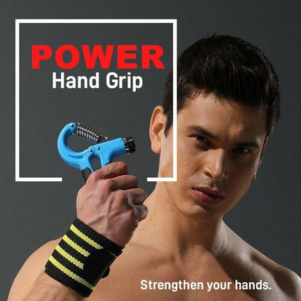 Adjustable Power Hand Grip Forearm Exerciser Gripper Strengthener Trainer 5-60Kg - Orange.