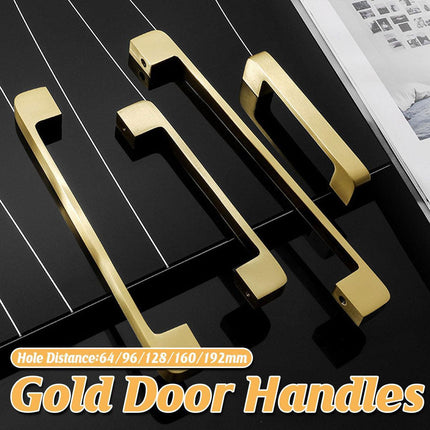 Modern Simple Handle Wardrobe Cabinet Drawer Pull All Copper Gold Door Handle - 128mm.