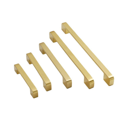 Modern Simple Handle Wardrobe Cabinet Drawer Pull All Copper Gold Door Handle - 192mm.