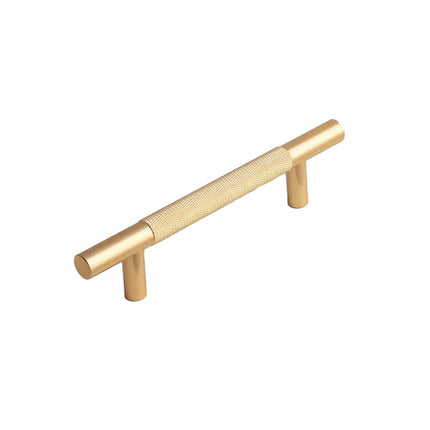Light Luxury Cabinet Handle Full Copper Gold Straight Knurled Drawer Door Pull - 224mm.