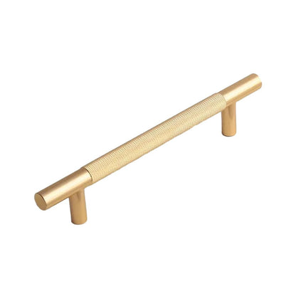 Light Luxury Cabinet Handle Full Copper Gold Straight Knurled Drawer Door Pull - 320mm.