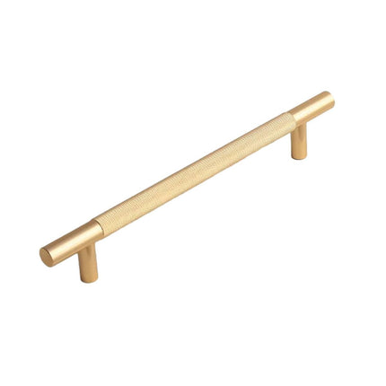 Light Luxury Cabinet Handle Full Copper Gold Straight Knurled Drawer Door Pull - 320mm.