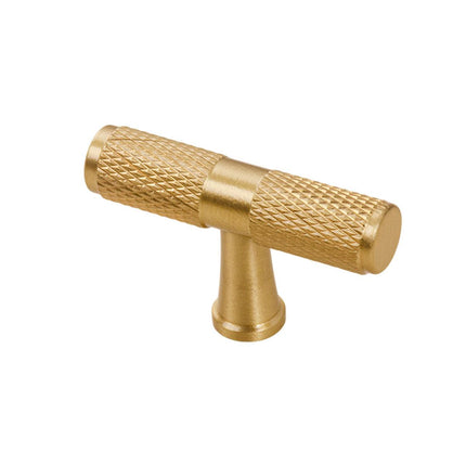 Light Luxury Cabinet Handle Full Copper Gold Straight Knurled Drawer Door Pull - 96mm.