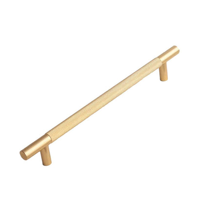 Light Luxury Cabinet Handle Full Copper Gold Straight Knurled Drawer Door Pull - 96mm.