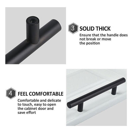 5pcs Silver Kitchen Cabinet Door Handles Stainless Steel Door Drawer Pull T Bar - 50mm.