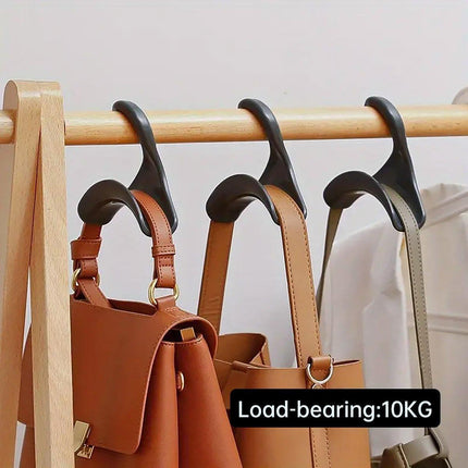 10PCS Wardrobe Plastic Storage Rack Hook Multi-Purpose Hanger Tie Scarf Holder - Black.