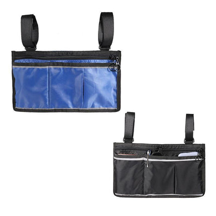 Waterproof Organizer Side Bag for Wheelchairs and Walkers - Black.