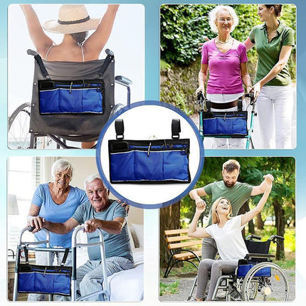 Waterproof Organizer Side Bag for Wheelchairs and Walkers - Black.