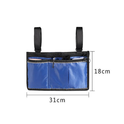 Waterproof Organizer Side Bag for Wheelchairs and Walkers - Black.