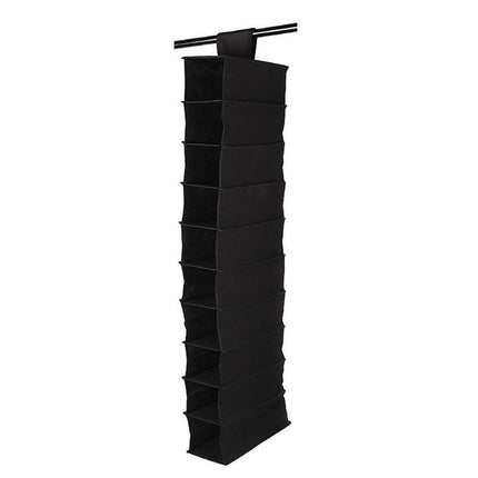 10 Tier Clothes Organiser Wardrobe Hanging Storage Closet Shoes Hanger Bag AU - Black.