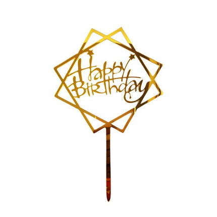 Acrylic Home Happy Birthday Decor Baking Cake Topper Card Party Decor Supply - Pink P17.