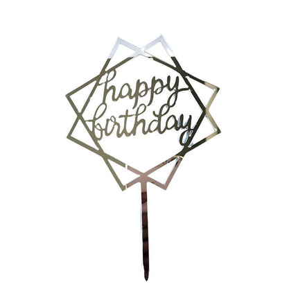Acrylic Home Happy Birthday Decor Baking Cake Topper Card Party Decor Supply - Pink P17.