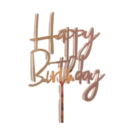 Acrylic Home Happy Birthday Decor Baking Cake Topper Card Party Decor Supply - Pink P17.