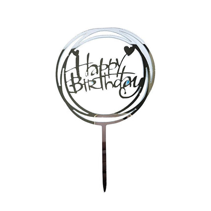 Acrylic Home Happy Birthday Decor Baking Cake Topper Card Party Decor Supply - Pink P20.