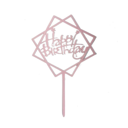 Acrylic Home Happy Birthday Decor Baking Cake Topper Card Party Decor Supply - Pink P20.