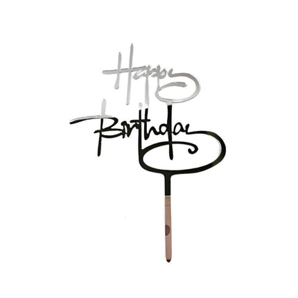 Acrylic Home Happy Birthday Decor Baking Cake Topper Card Party Decor Supply - Rose Gold R31.