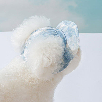 Adjustable Pet Hat with Cute Leaky Ears Sunscreen Fisherman Hat Four Seasons Use - Orange Red - M.