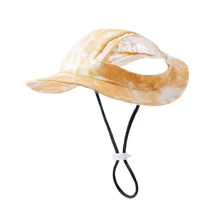 Adjustable Pet Hat with Cute Leaky Ears Sunscreen Fisherman Hat Four Seasons Use - Orange Red - M.