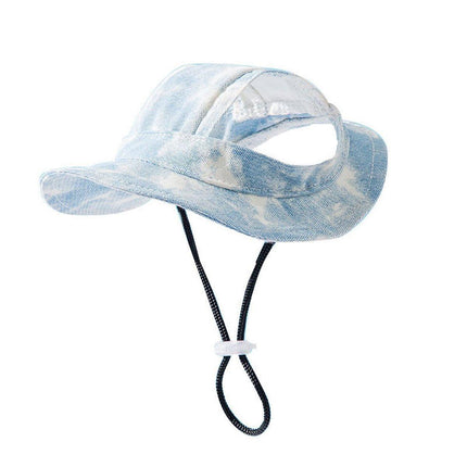 Adjustable Pet Hat with Cute Leaky Ears Sunscreen Fisherman Hat Four Seasons Use - Orange Red - S.