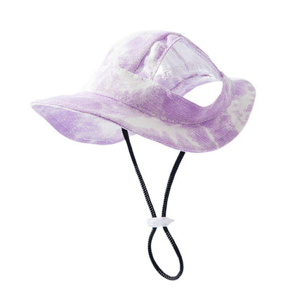Adjustable Pet Hat with Cute Leaky Ears Sunscreen Fisherman Hat Four Seasons Use - Orange Red - S.