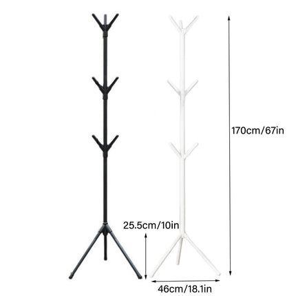 6Hooks Coat Stand Rack Clothes Hanger Hat Tree Jacket Umbrella Storage Organizer - Black.