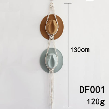 Boho Hand-Woven Macrame Hat Display Rack Hanging Cap Holder 1-3 Hat Rope hanger - D(2Hat Rope hanger).