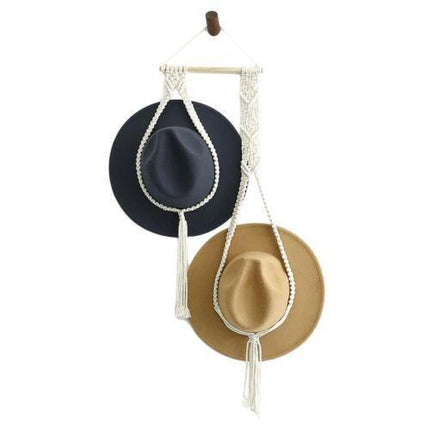 Boho Hand-Woven Macrame Hat Display Rack Hanging Cap Holder 1-3 Hat Rope hanger - D(2Hat Rope hanger).