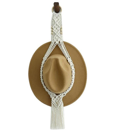 Boho Hand-Woven Macrame Hat Display Rack Hanging Cap Holder 1-3 Hat Rope hanger - D(2Hat Rope hanger).