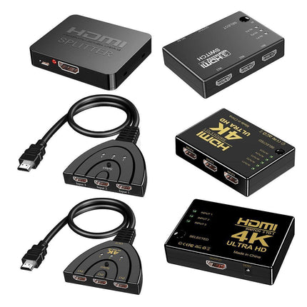 HDMI Switch Splitter 3-in-1 5-in-1 or 1-in-2 1080p 4K Manual or Remote Options - 3 in 1 Switch 4K Manual.