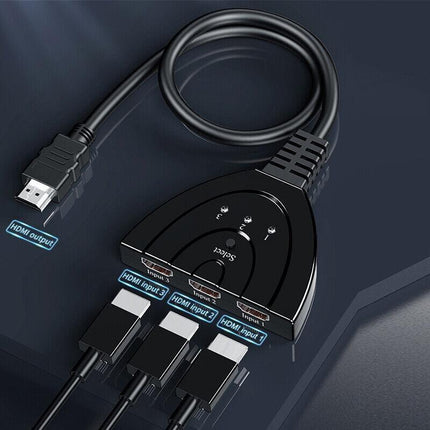 HDMI Switch Splitter 3-in-1 5-in-1 or 1-in-2 1080p 4K Manual or Remote Options - 3 in 1 Switch 4K Manual.