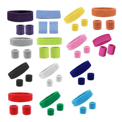Wristbands Headband Sweatbands Sweat Band For Sport Tennis Badminton Yoga Cotton - Blue.