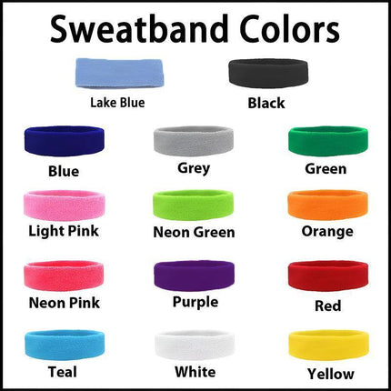 Wristbands Headband Sweatbands Sweat Band For Sport Tennis Badminton Yoga Cotton - Blue.