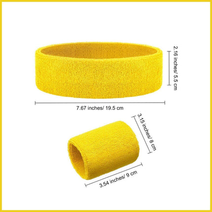 Wristbands Headband Sweatbands Sweat Band For Sport Tennis Badminton Yoga Cotton - Blue.