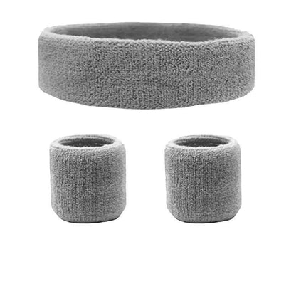 Wristbands Headband Sweatbands Sweat Band For Sport Tennis Badminton Yoga Cotton - Blue.